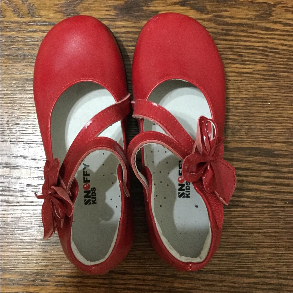 leather red girls shoe